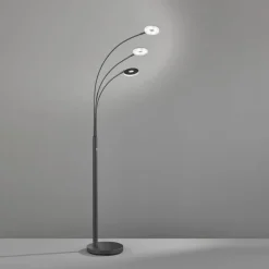 Gulvlamper|Gulvlamper ^ FISCHER & HONSEL LED-gulvlampe Dent, sort, 185 cm, metal, CCT, 3 lyskilder.