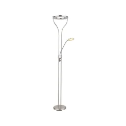 Globo Gulvlamper|Gulvlamper > LED-gulvlampe Ebro, højde 194 cm, nikkelfarvet, 2-lys.