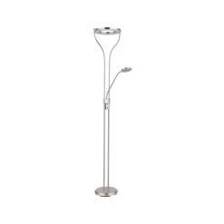 Globo Gulvlamper|Gulvlamper > LED-gulvlampe Ebro, højde 194 cm, nikkelfarvet, 2-lys.