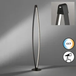 Gulvlamper ^ FISCHER & HONSEL LED-gulvlampe Fenga, touch-dimmer, CCT, sort
