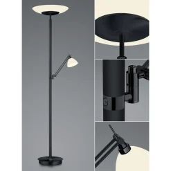 HELL Arbejdsrum/Kontor|Gulvlamper > LED-gulvlampe Findus, 2 lyskilder, sort