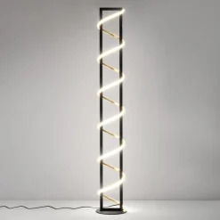 Gulvlamper ^ FISCHER & HONSEL LED-gulvlampe Gwen, sort/guld, metal, CCT, dæmpbar