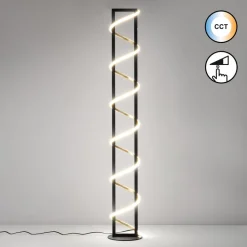 Gulvlamper ^ FISCHER & HONSEL LED-gulvlampe Gwen, sort/guld, metal, CCT, dæmpbar