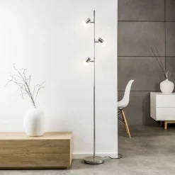 Brilliant Gulvlamper > LED-gulvlampe Lea, højde 157,5 cm, krom, 3-lys, metal