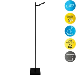 Näve Gulvlamper > LED-gulvlampe Lupa sort højde 135 cm metal touchdim