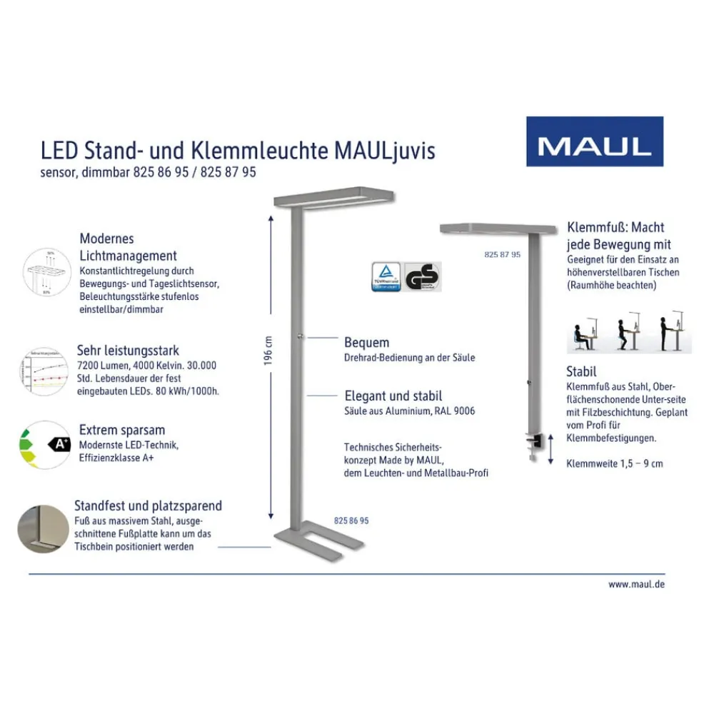 Maul Gulvlamper > LED-gulvlampe juvis, sort, 196 cm base dæmpbar