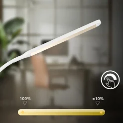 Briloner Arbejdsrum/Kontor|Gulvlamper > LED-gulvlampe Mura, hvid, højde 170 cm, metal, touch-dimmer