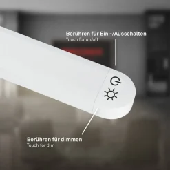 Briloner Arbejdsrum/Kontor|Gulvlamper > LED-gulvlampe Mura, hvid, højde 170 cm, metal, touch-dimmer