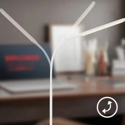 Briloner Arbejdsrum/Kontor|Gulvlamper > LED-gulvlampe Mura, hvid, højde 170 cm, metal, touch-dimmer