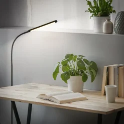 Briloner Arbejdsrum/Kontor|Gulvlamper > LED-gulvlampe Mura, sort, højde 170 cm, metal Touchdimmer