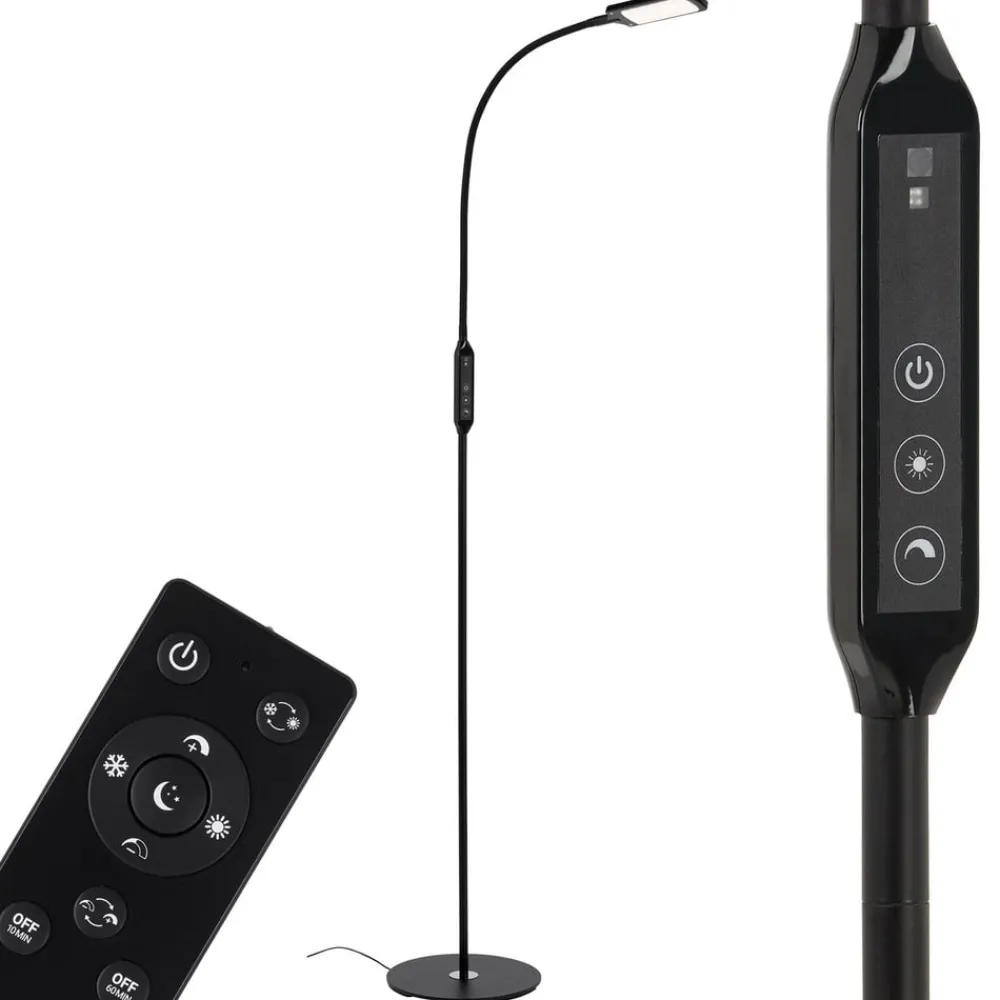 Briloner Arbejdsrum/Kontor|Gulvlamper > LED-gulvlampe Office Remote, sort, dæmpbar, CCT