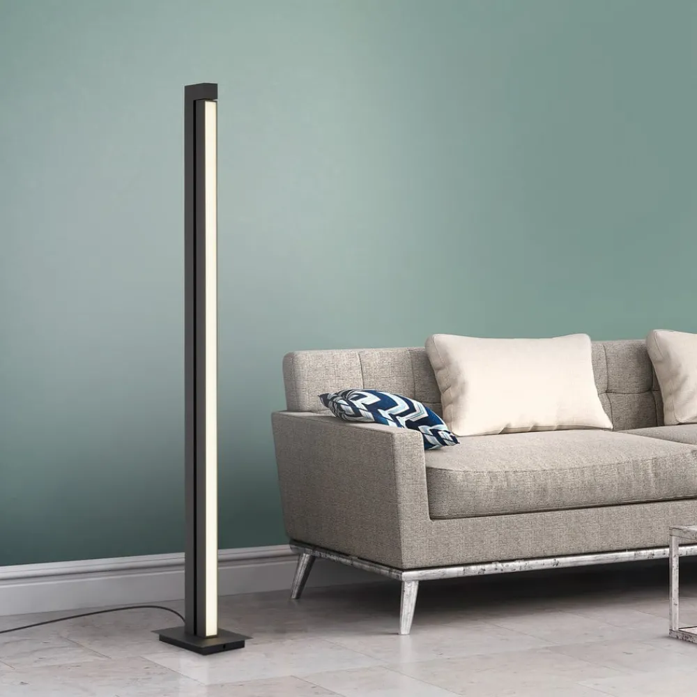 Gulvlamper ^ PURE LED-gulvlampe Lines, antracit, fjernbetjening, 140 cm