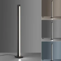 Gulvlamper ^ PURE LED-gulvlampe Lines, antracit, fjernbetjening, 140 cm