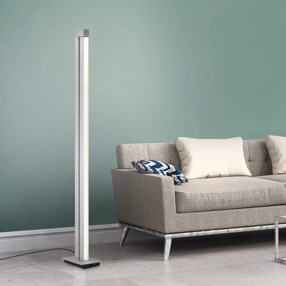 PURE Gulvlamper > LED-gulvlampe Lines, sølv, fjernbetjening, 140 cm