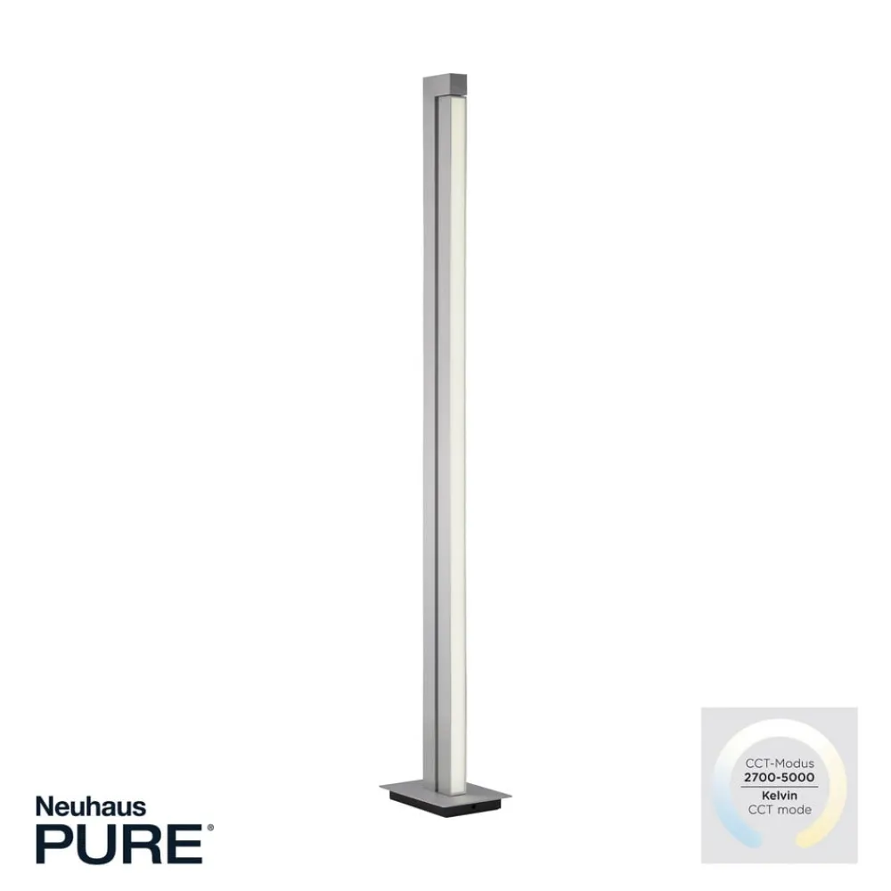 PURE Gulvlamper > LED-gulvlampe Lines, sølv, fjernbetjening, 140 cm