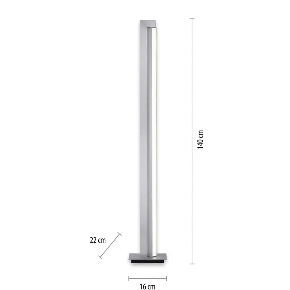 PURE Gulvlamper > LED-gulvlampe Lines, sølv, fjernbetjening, 140 cm