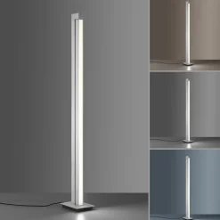 PURE Gulvlamper > LED-gulvlampe Lines, sølv, fjernbetjening, 140 cm