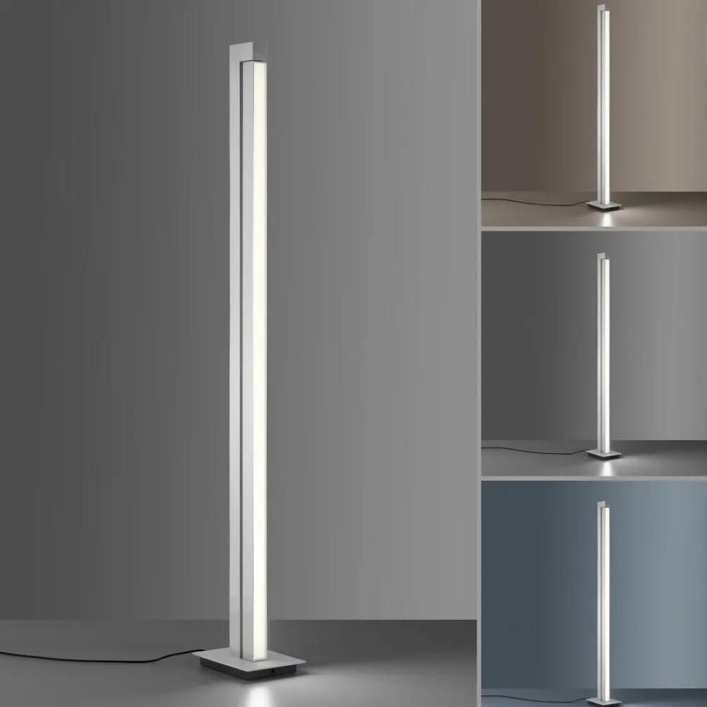 PURE Gulvlamper > LED-gulvlampe Lines, sølv, fjernbetjening, 140 cm