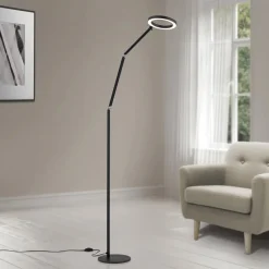 Gulvlamper|Gulvlamper ^ ORION LED-gulvlampe Ringo, sort, metal, justerbar, dæmpbar