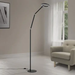 Gulvlamper|Gulvlamper ^ ORION LED-gulvlampe Ringo, sort, metal, justerbar, dæmpbar