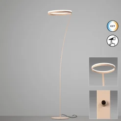 Gulvlamper ^ FISCHER & HONSEL LED-gulvlampe Sirko, sandfarvet, højde 177 cm, metal, CCT