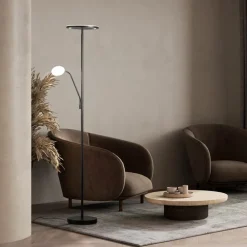 Gulvlamper ^ FISCHER & HONSEL LED-gulvlampe Sorento, sandfarvet, højde 182 cm, læselampe