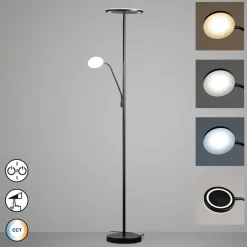 Gulvlamper ^ FISCHER & HONSEL LED-gulvlampe Sorento, sandfarvet, højde 182 cm, læselampe