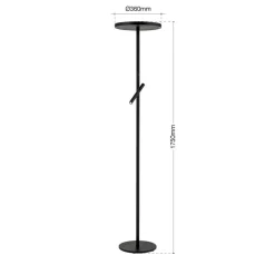 ORION Gulvlamper > LED-gulvlampe Teide, sort, metal, læselampe, dæmper