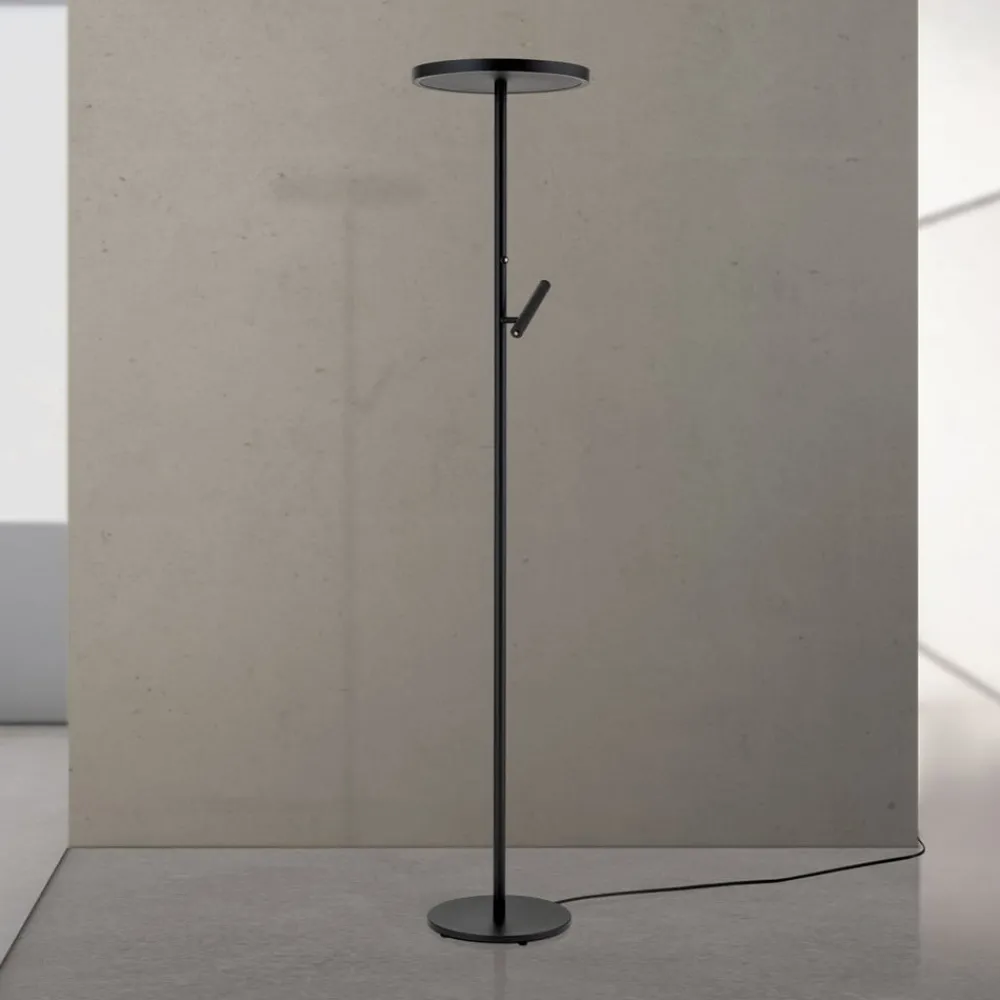 ORION Gulvlamper > LED-gulvlampe Teide, sort, metal, læselampe, dæmper