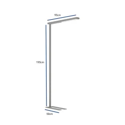 Arbejdsrum/Kontor ^ Maul LED-gulvlampe til kontor jet, sølvfarvet, dæmpbar, 195 cm