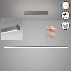 FISCHER & HONSEL Pendellamper > LED-hængelampe Borena, aluminiumfarvet, længde 113 cm Metal