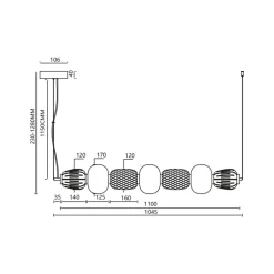Eko-Light Pendellamper > LED-hængelampe Caro, glas transparent/opal, længde 110 cm