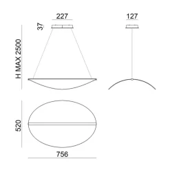 Stilnovo Pendellamper > LED-hængelampe Diphy, 76 cm, DALI-dæmpbar