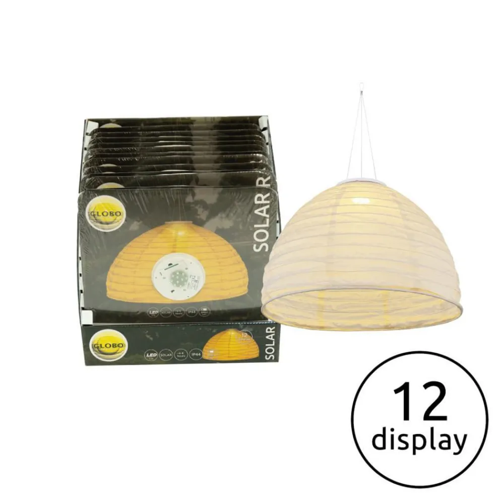 Dekorationsbelysning|Solcellelamper ^ Globo LED-hængelampe 33982, hvid, hør, plast