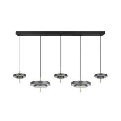 Pendellamper ^ Trio Lighting LED-hængelampe Keaton, sort/guldfarvet 140 cm CCT, 5 lyskilder