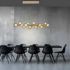PURE Pendellamper > LED-hængelampe E-Popup, bronze, glas, CCT, 18-flg.