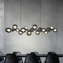 PURE Pendellamper > LED-hængelampe E-Popup, platin, glas, CCT, 18-flg.