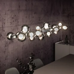 PURE Pendellamper > LED-hængelampe E-Popup, platin, glas, CCT, 18-flg.