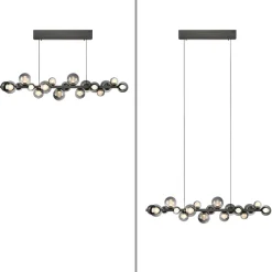 PURE Pendellamper > LED-hængelampe E-Popup, platin, glas, CCT, 18-flg.