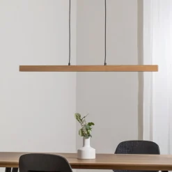 TK Lighting Pendellamper|Pendellamper > LED-hængelampe Teo, fyrretræ, længde 96 cm, træ, bjælkeform