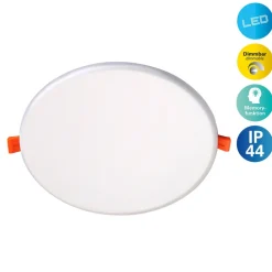 Näve Loftlamper|Indbygningsspots > LED-indbygningslampe Suma, Ø 21,5 cm, hvid, dæmpbar, IP44