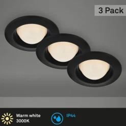 Briloner Loftlamper > LED-indbygningsspot Carro, 3 stk. 3.000 K, sort