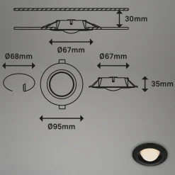 Briloner Loftlamper > LED-indbygningsspot Carro, 3 stk. 3.000 K, sort
