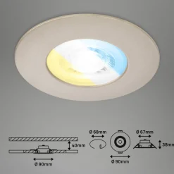 Loftlamper|Indbygningsspots ^ Briloner LED-indbygningsspot 7605 IP44 3er CTS nikkel mat