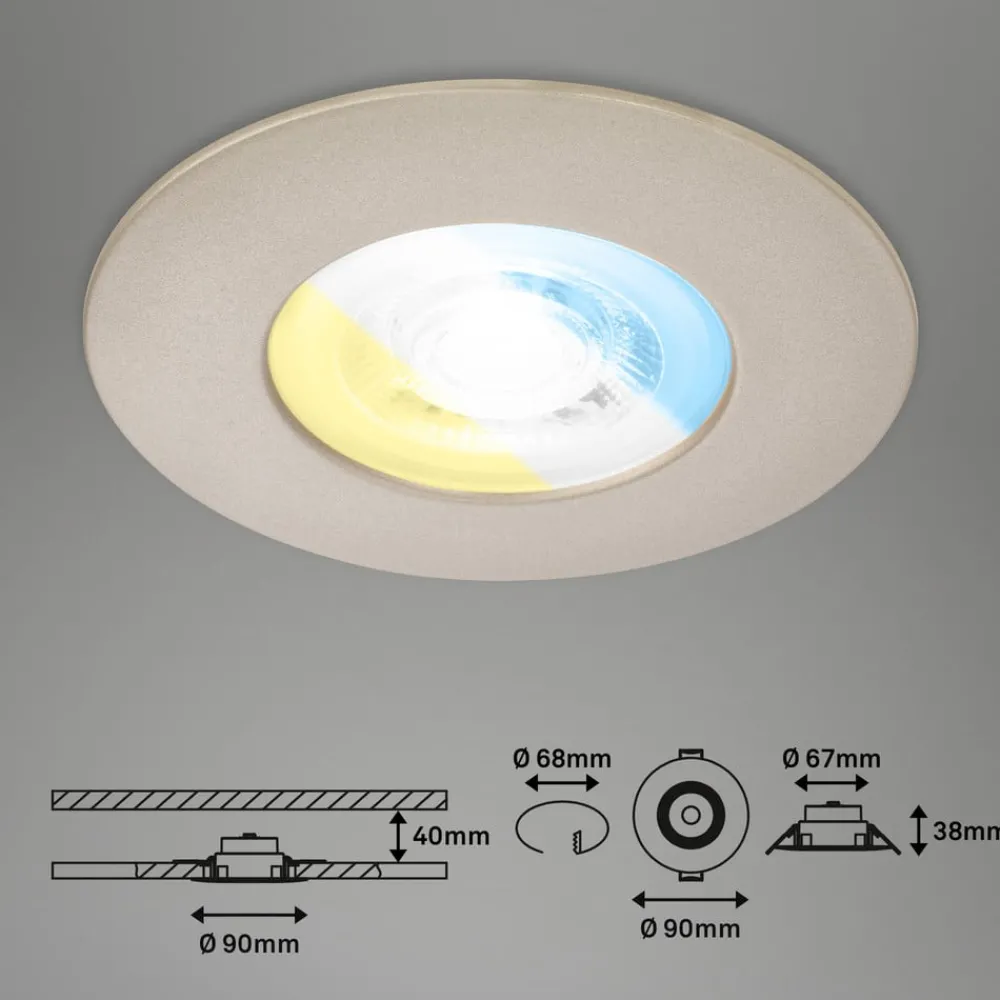 Loftlamper|Indbygningsspots ^ Briloner LED-indbygningsspot 7605 IP44 3er CTS nikkel mat