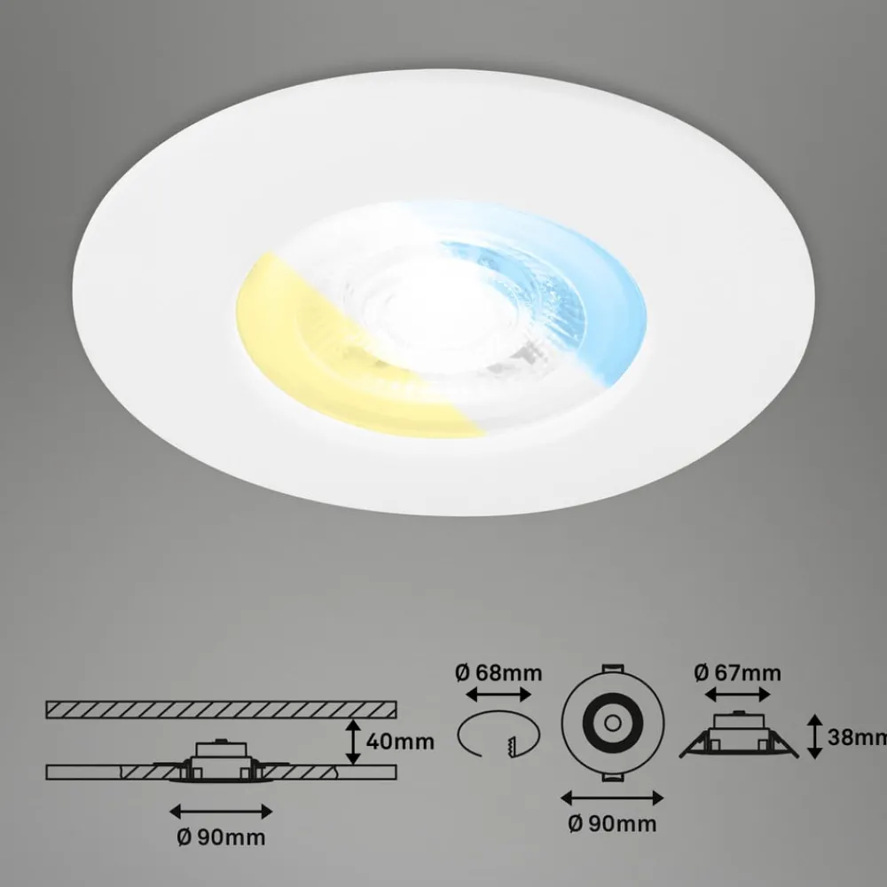Loftlamper|Spotlights ^ Briloner LED-indbygningsspot 7605 IP44 3sæt CTS hvid