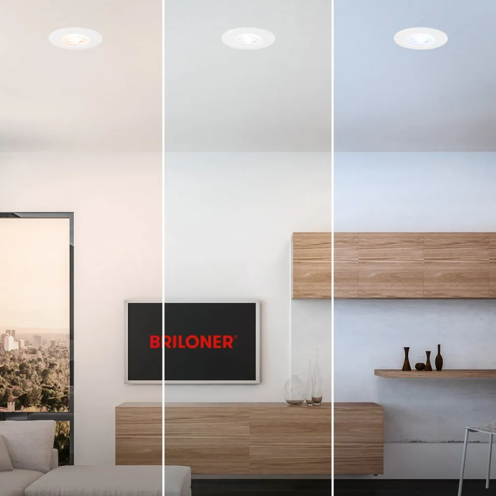 Loftlamper|Spotlights ^ Briloner LED-indbygningsspot 7605 IP44 3sæt CTS hvid