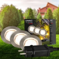 Nedgravet Udebelysning|Udendørs Spot ^ Briloner LED-indbygningsspot 3916032 IP67 12 V 3-delt startsæt Ø 4,5 cm potte