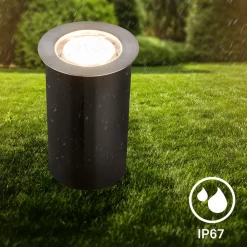 Nedgravet Udebelysning|Udendørs Spot ^ Briloner LED-indbygningsspot 3916032 IP67 12 V 3-delt startsæt Ø 4,5 cm potte