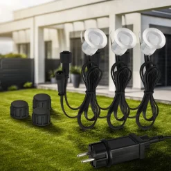 Briloner Nedgravet Udebelysning|Udendørs Spot > LED-indbygningsspot 3912032 IP67 12V 3x-startersæt Ø3cm stål